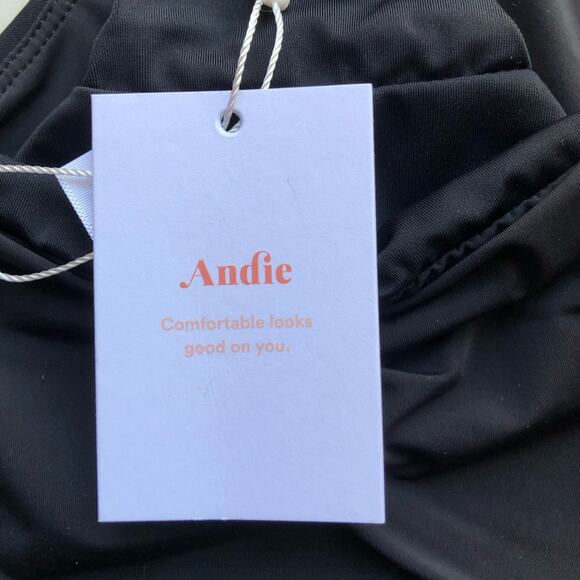 Andie NWT The Symi Sustainable High Leg Cut Low Rise Bikini Bottom Black XL - Picture 12 of 15